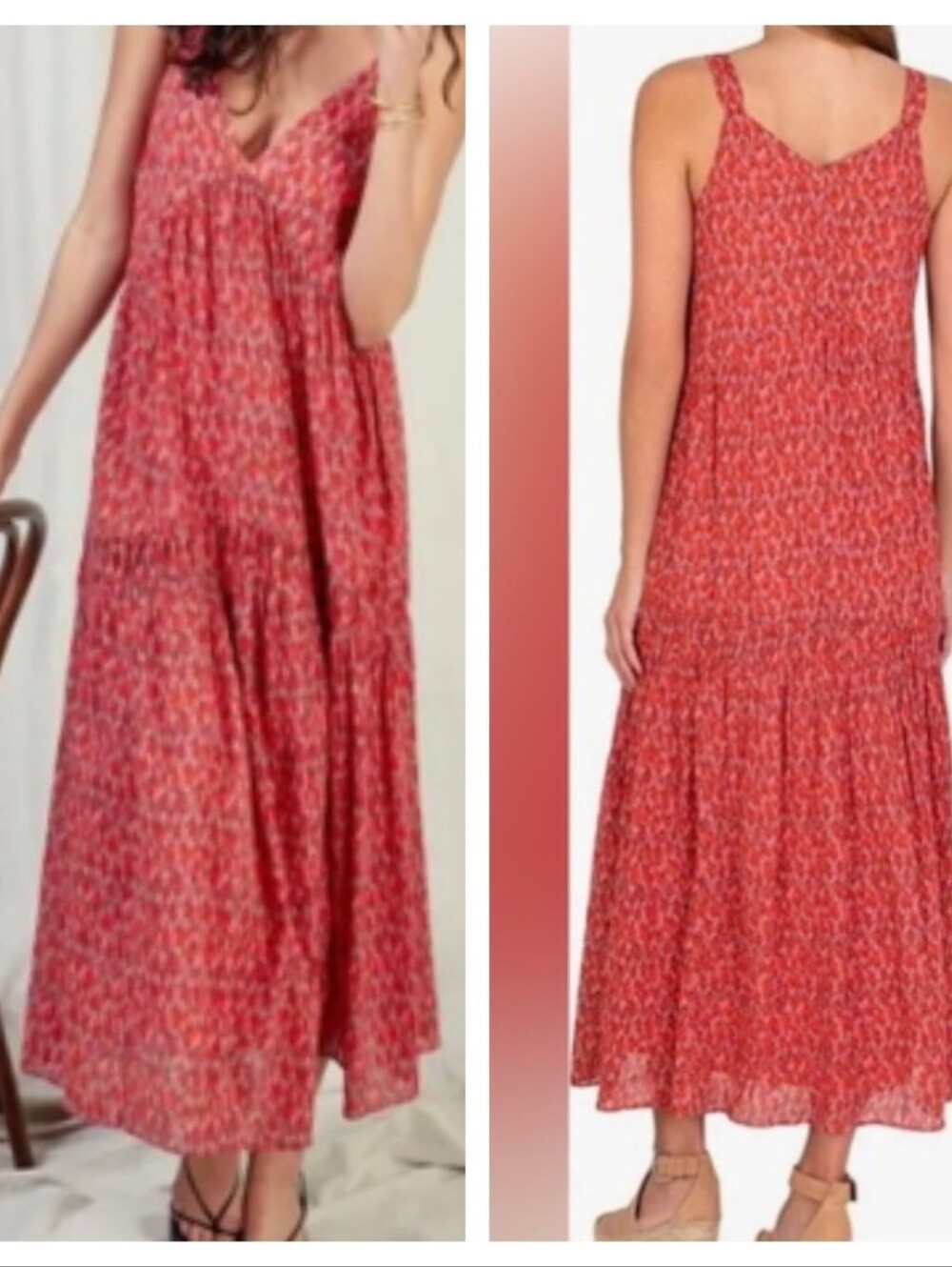 Boho Maxi Dress Cotton Joie dress Tea Rose Red Pink floral Sundress Revolve